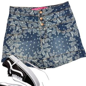 Tinseltown Denim Couture High Rise Shorts